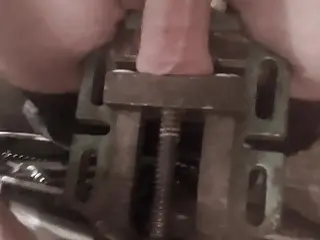 His balls get violated by a clamp and he enjoys