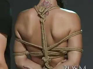 Beautiful lady gets mouth full of cum in a bondage adventure 